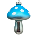 Blue Glow-In-The-Dark Glass Mushroom Ornament