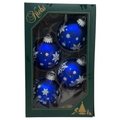 Krebs Value Glass Ball 4 pack - Snowflakes on Matte Blue