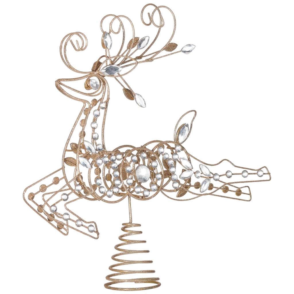 Crystal & Wire Reindeer Treetopper - 13 Inch