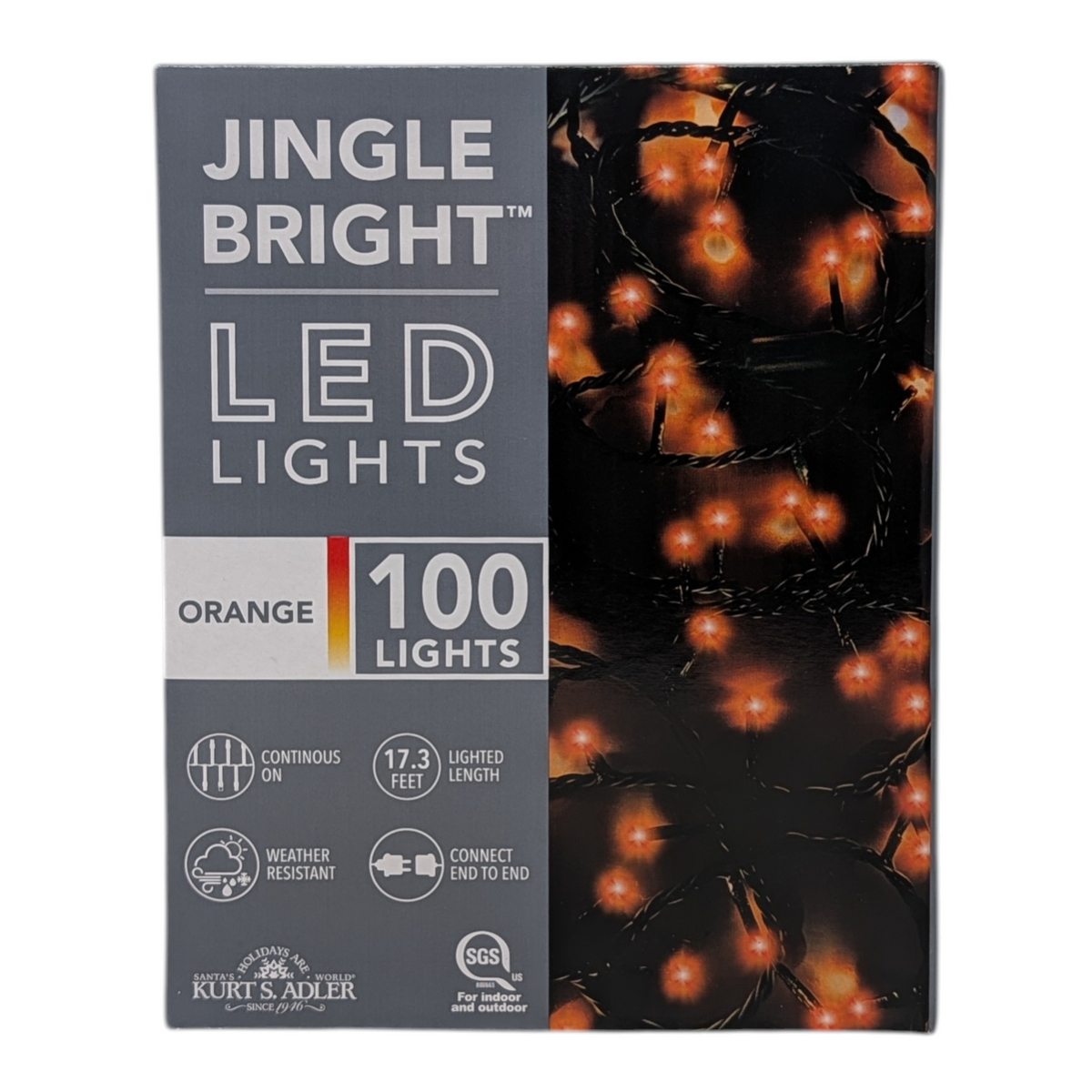 Jingle Bright 100 LED Light Set - Orange - Green Wire