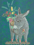 Floral Donkey Delight Greeting Card  -  Blank Card