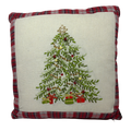 Holiday Tree Pillow With Plaid Trim