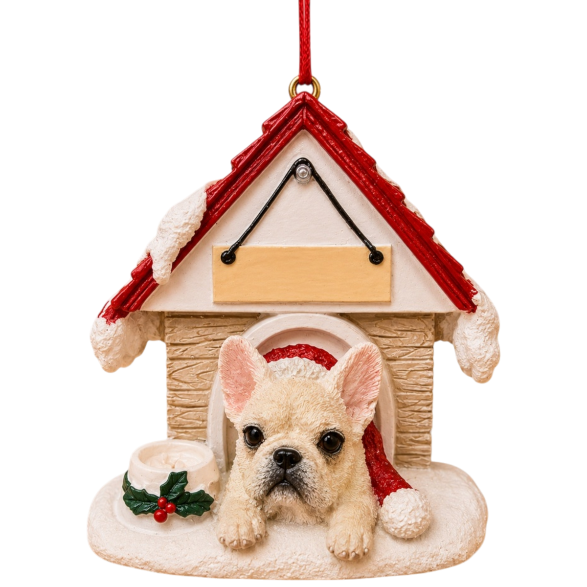 Ceramic Doghouse Ornament - French Bulldog