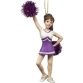 Pom-Pom Cheerleader Ornament - Purple - 5.5 Inches