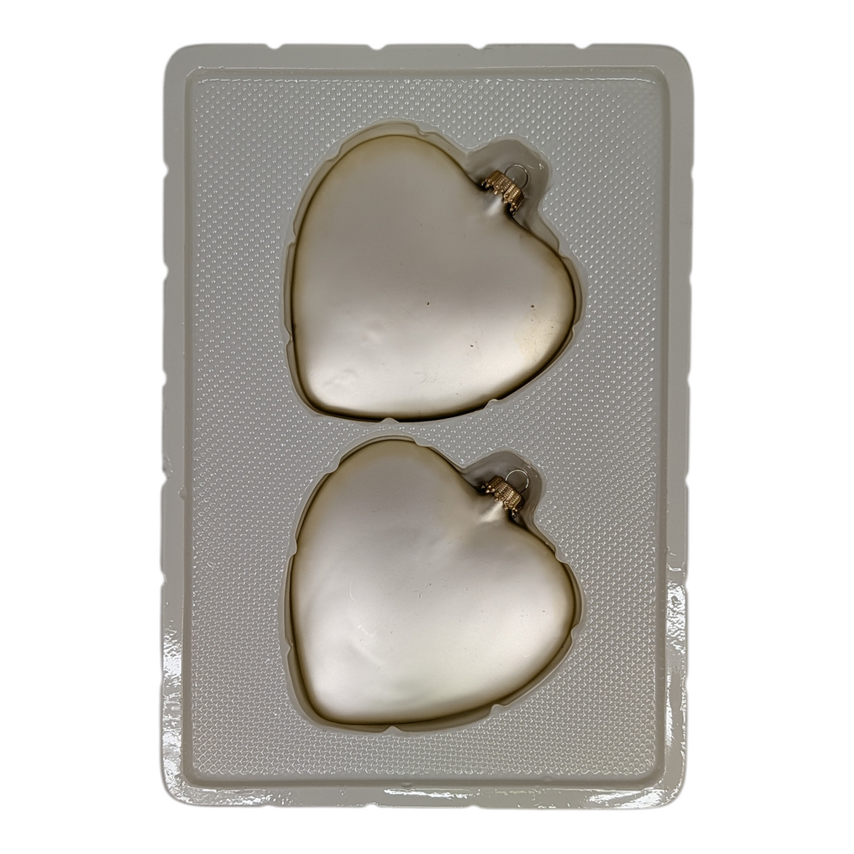 Matte "Natural Velvet" Glass Heart Ornaments – Set of Two