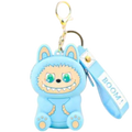 Blue With Green Eyes Silicone Labubu Coin Purse Key Chain Pendant