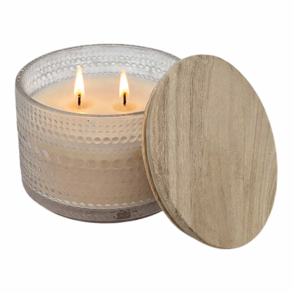 Glass Mug Candle with Wooden Lid - Baked Apple