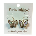 Butterfly Earrings – Iridescent Glitter with Gold Trim