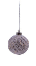 Lighted USB Gold and Silver Glass Ball Ornament - Silver