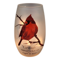 Lighted Glass Vase - Winter Cardinal - 5.25 Inches tall