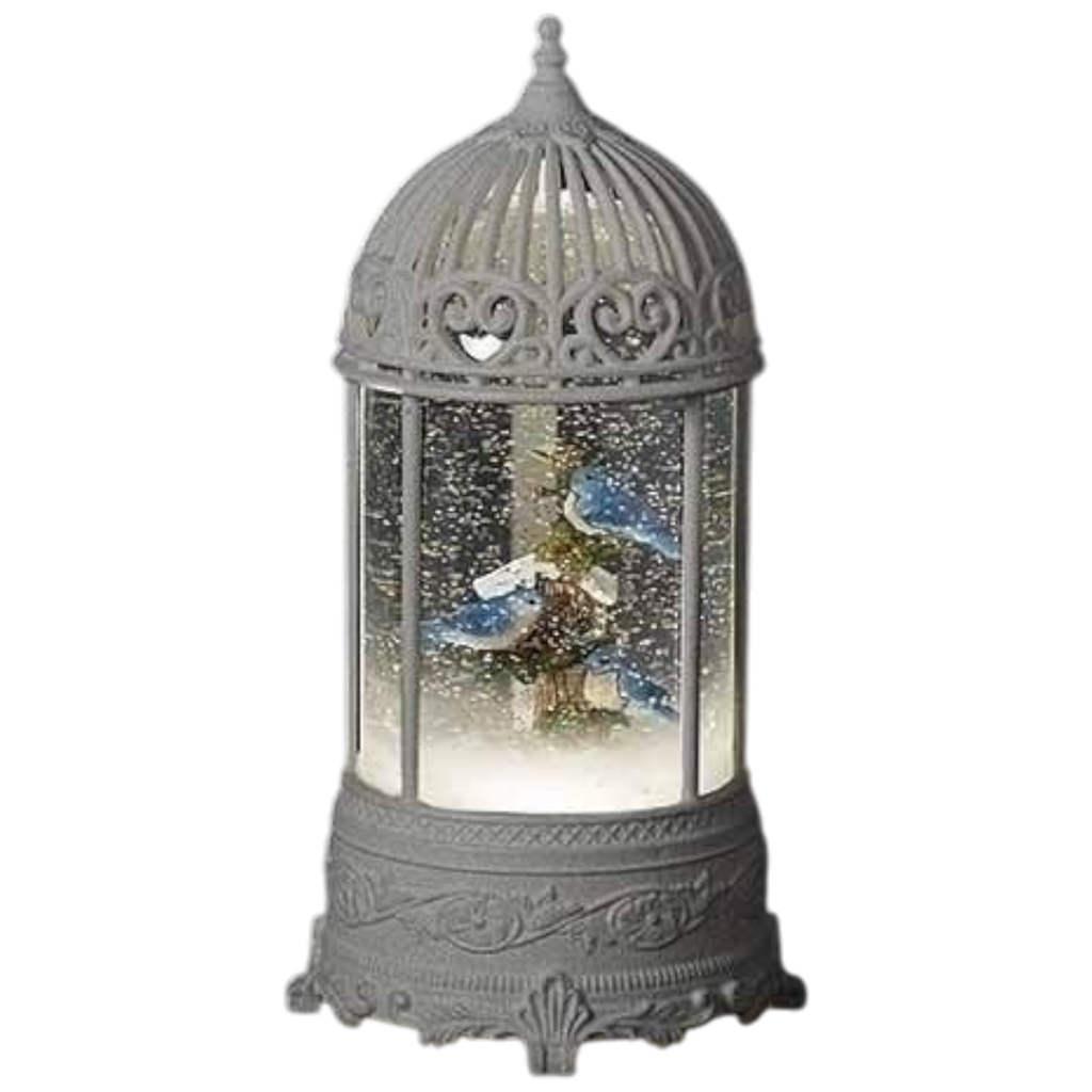 Bluebird with Holly Swirl Birdcage – 10.5 Inch