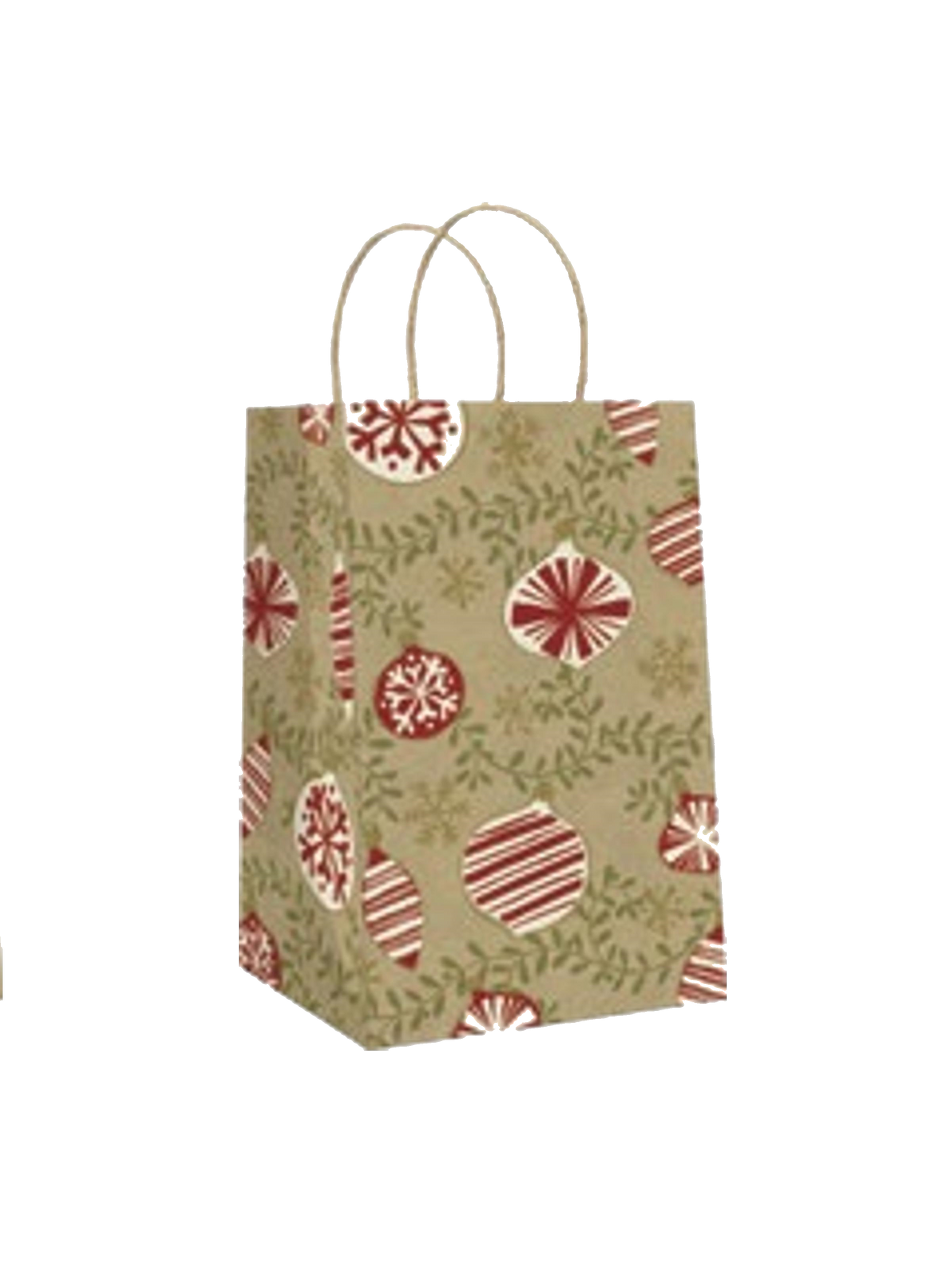 Holiday Jr Cub Kraft Gift Bags - Ornaments