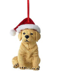Labrador With Christmas Hat Ornament - Yellow