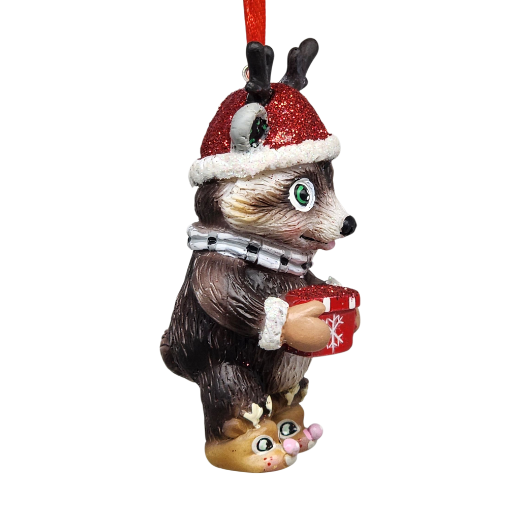 Adorable Christmas Raccoon Ornament - Approximately 4 Inches