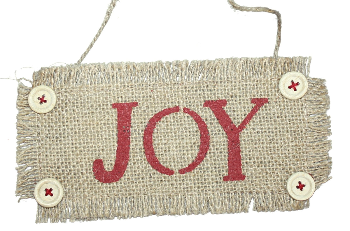 7 Inch Burlap Word Ornament - Joy