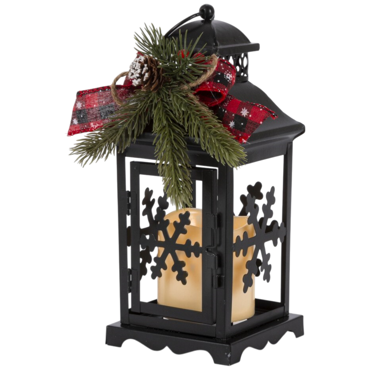 10.5-Inch Lighted Metal Lanterns with Timer (Set of 2)