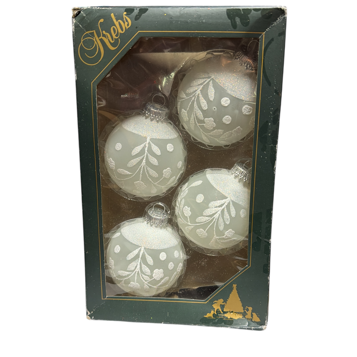Krebs  Glass Ornament 4 pack - Elegant Frosted White