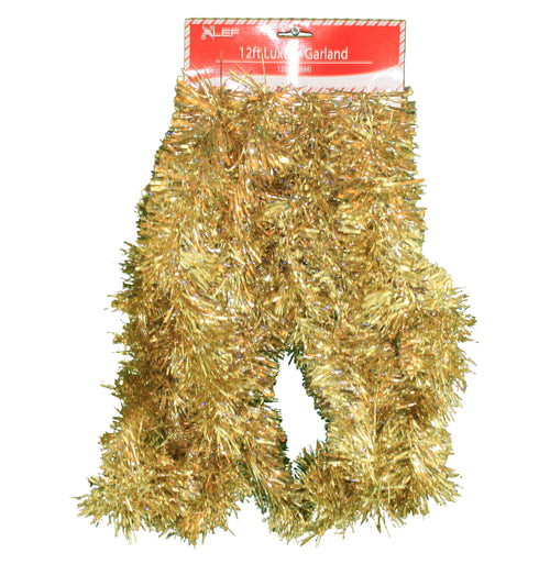 12 foot 5 Ply Holographic Tinsel Garland - Gold