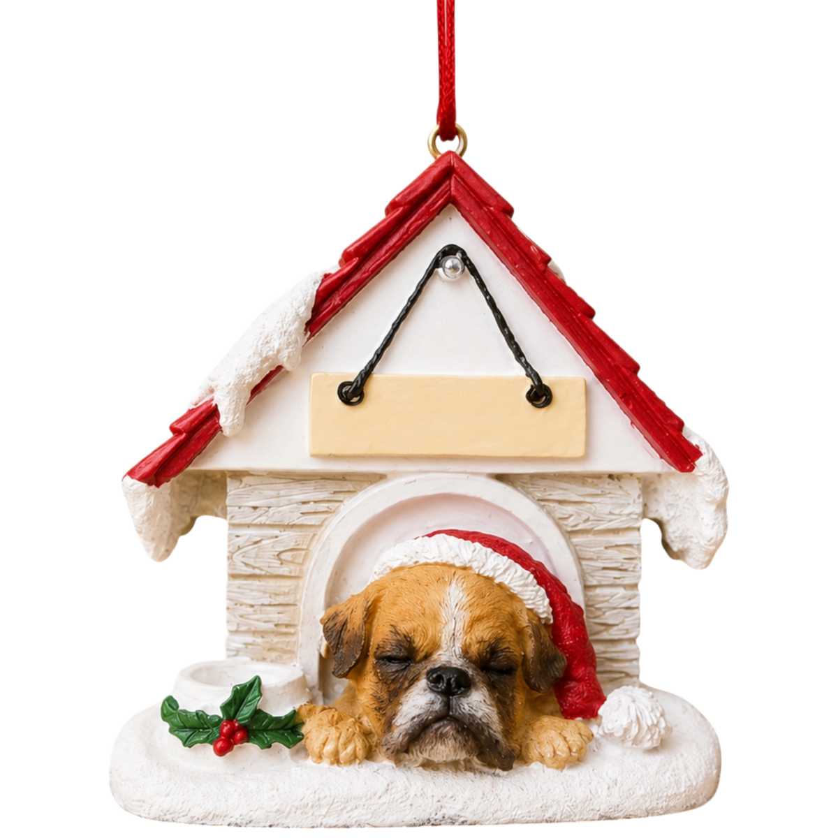 Ceramic Doghouse Ornament - Pug