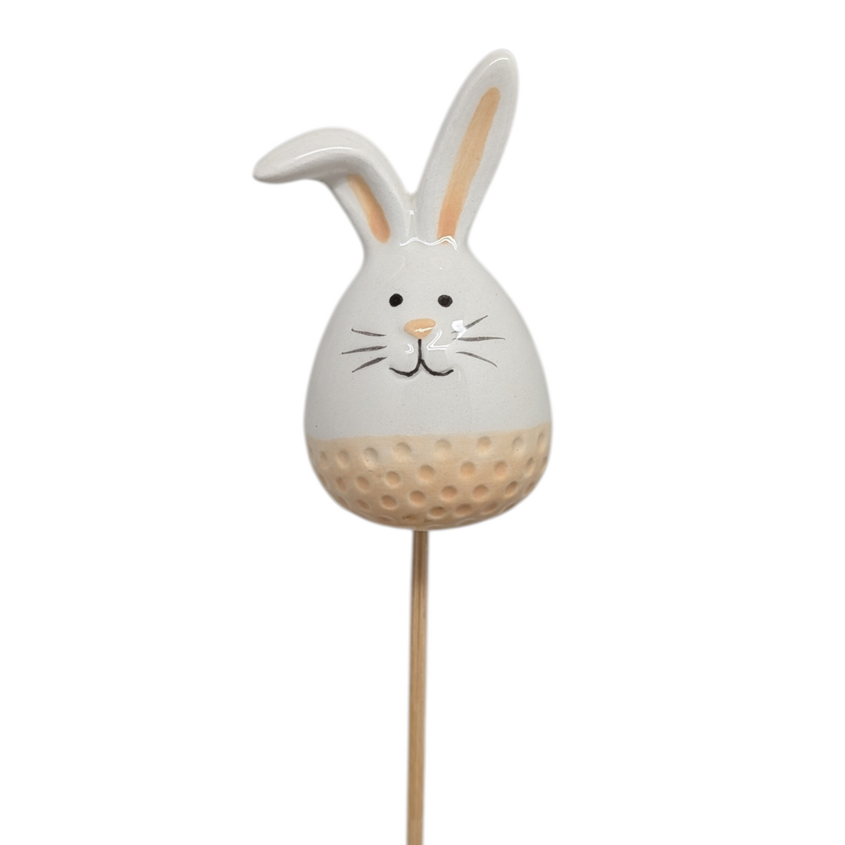 Ceramic Easter Bunny Floral Pick - Peach