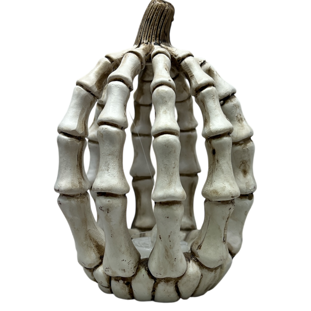 Lighted Resin Halloween Skeleton Pumpkin - Tall