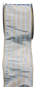 Aqua Stripe Wire Edged Ribbon