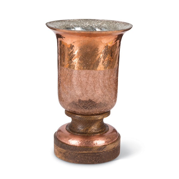 12-Inch Crackle Glass Hurricane Flameless Candle Holder