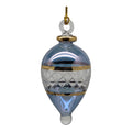 Lattice Glass Ornaments With Gold Accents - Light Blue Teardrop