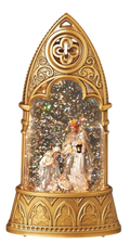 Lighted Holy Family Glitterdome Arch - Gold