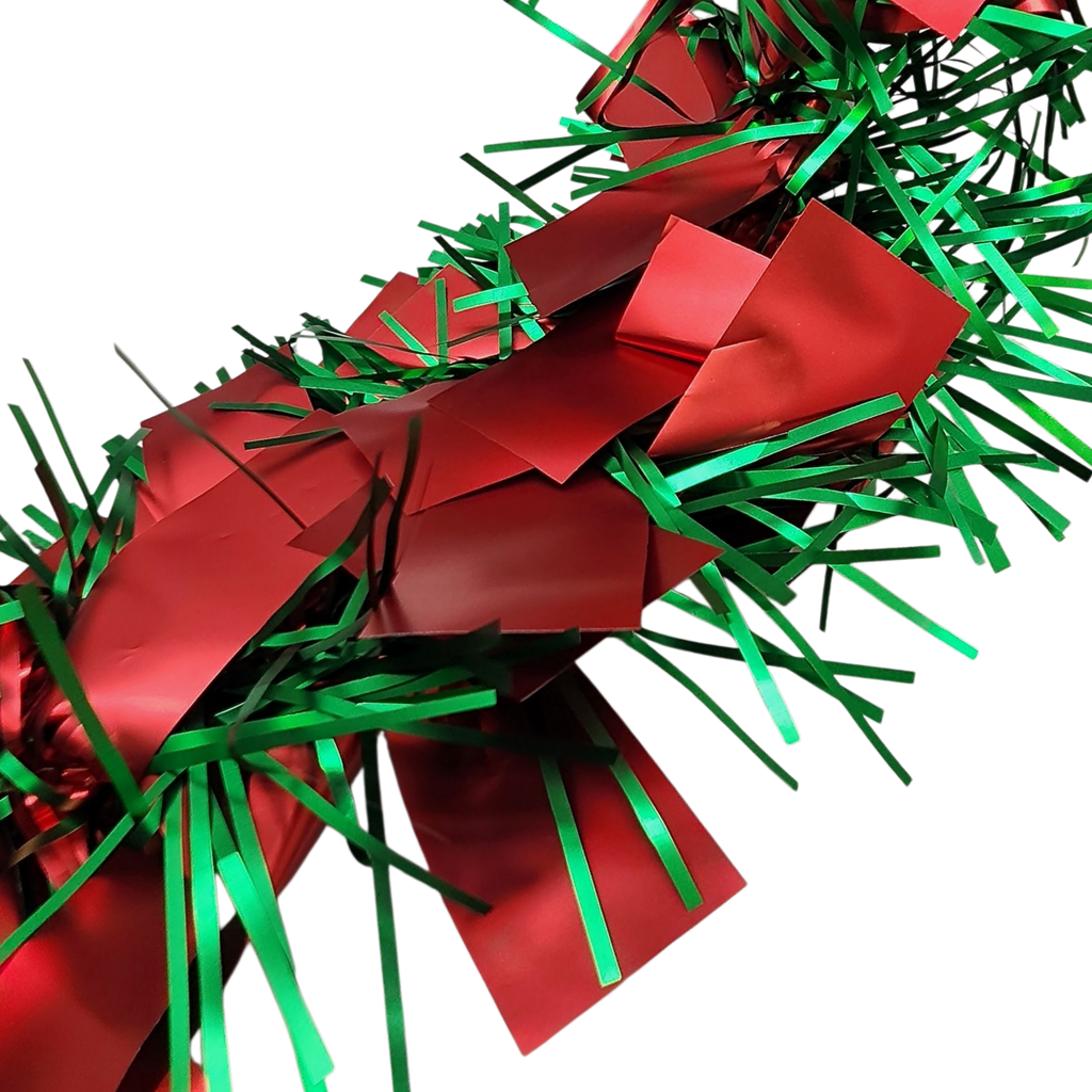 12 foot 4 Ply Luxury Matte Tinsel Garland - Red/Green