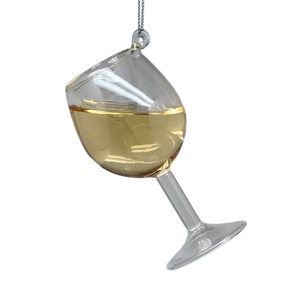 Glass Wine Glass Ornament - Chardonnay