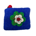 Felt Wool  Perwinkle Coin Purse with Flower Applique
