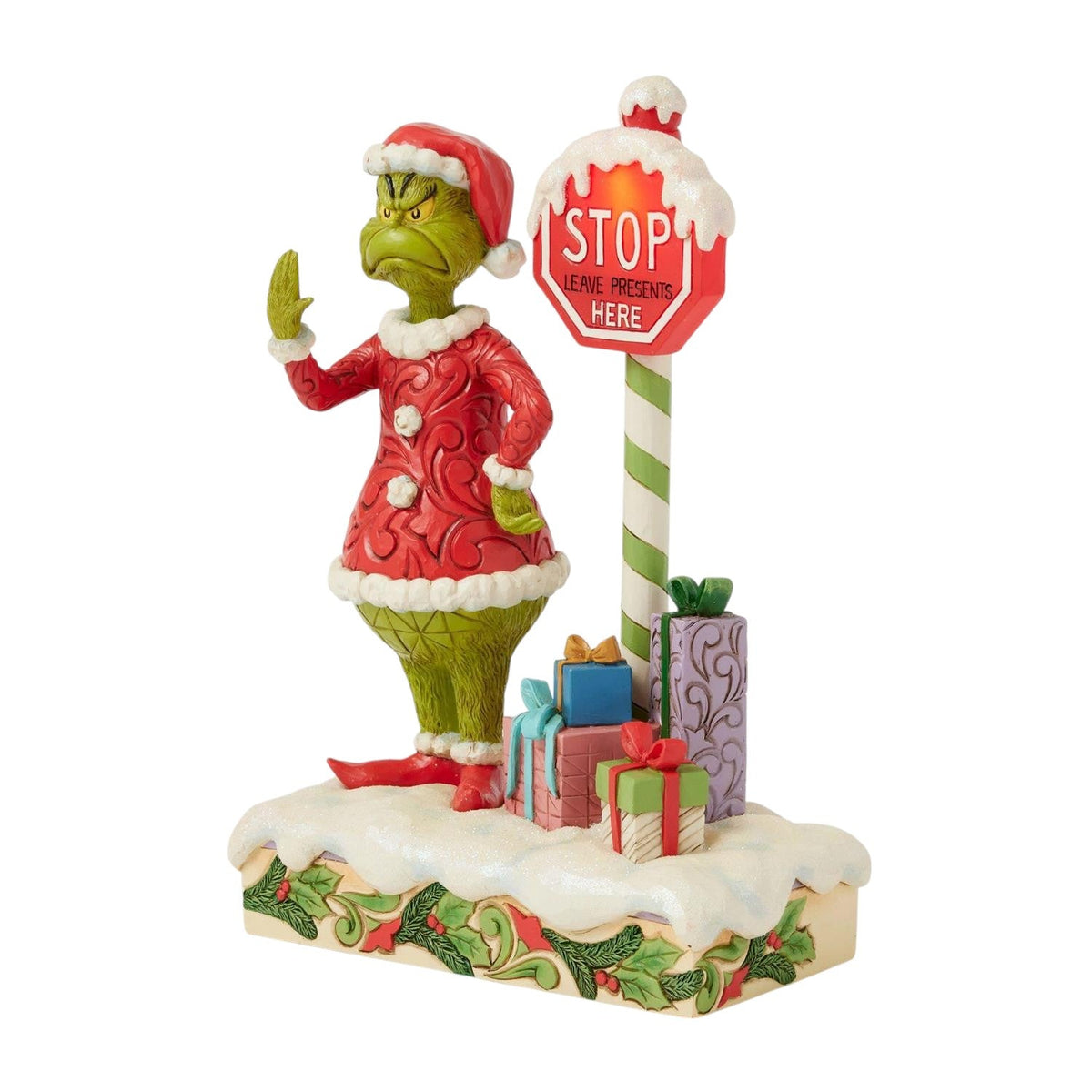 Grinch by Lighted Stop Sign
