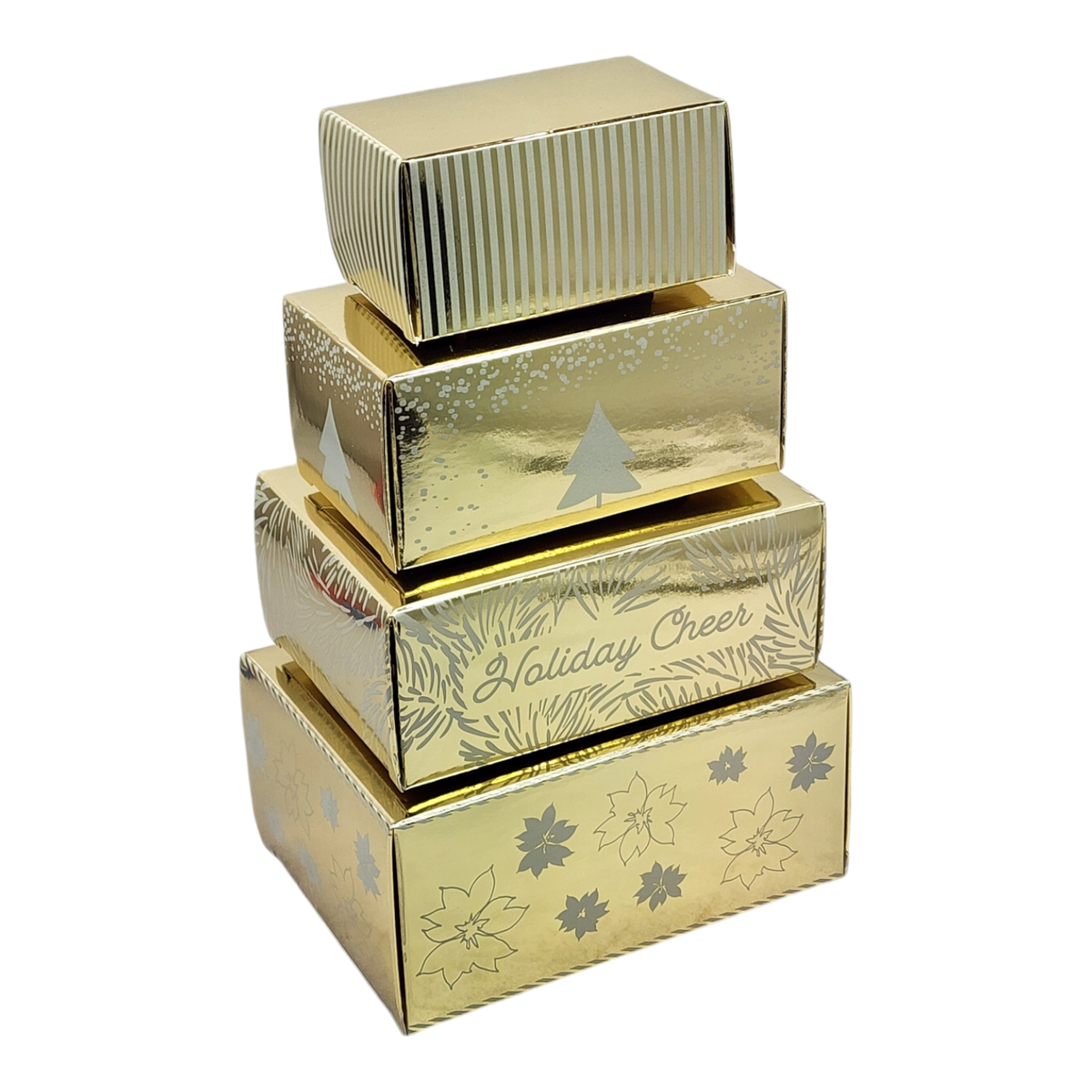 4 Piece Treat Tower Interlocking Gift Boxes - Gold