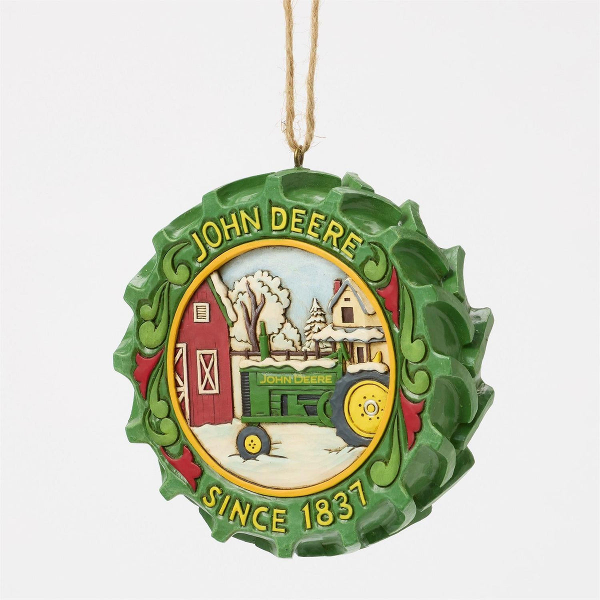 Tractor Tire with Scene Ornament