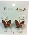 Butterfly Earrings – Pink Glitter with Gold Trim
