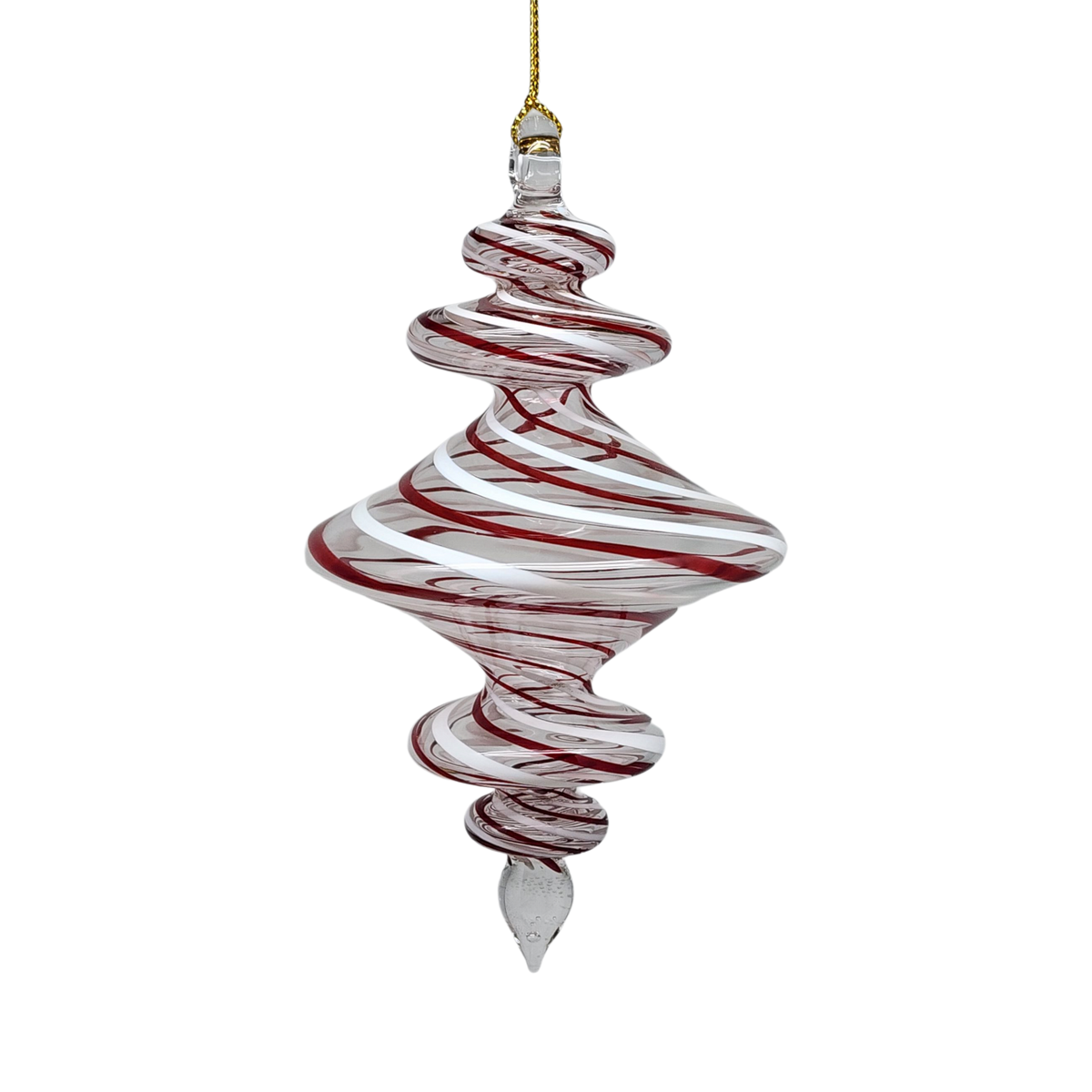 Peppermint Swirl Egyptian Glass Spiral Ornament