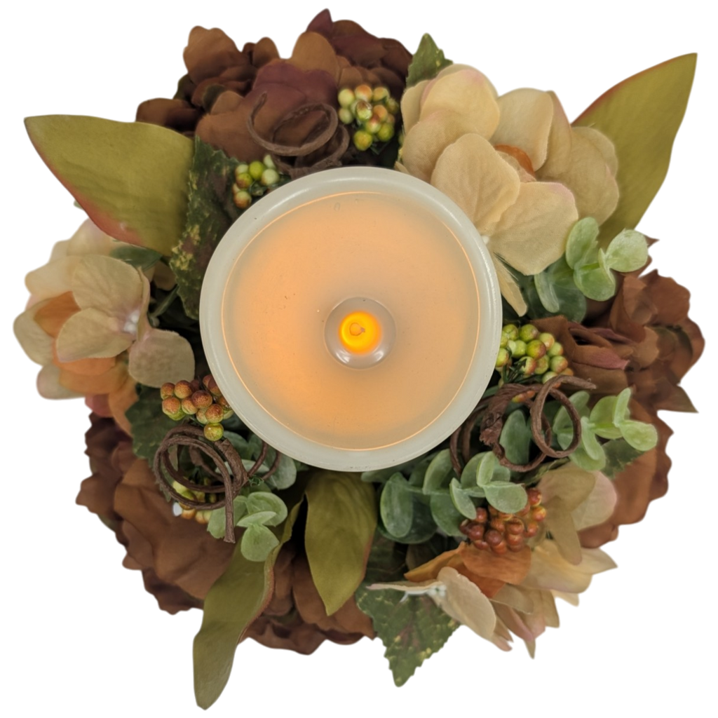 9-Inch Autumn Candle Ring with LED Pillar Candle
