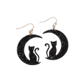 Cat with Moon Silhouette Earrings