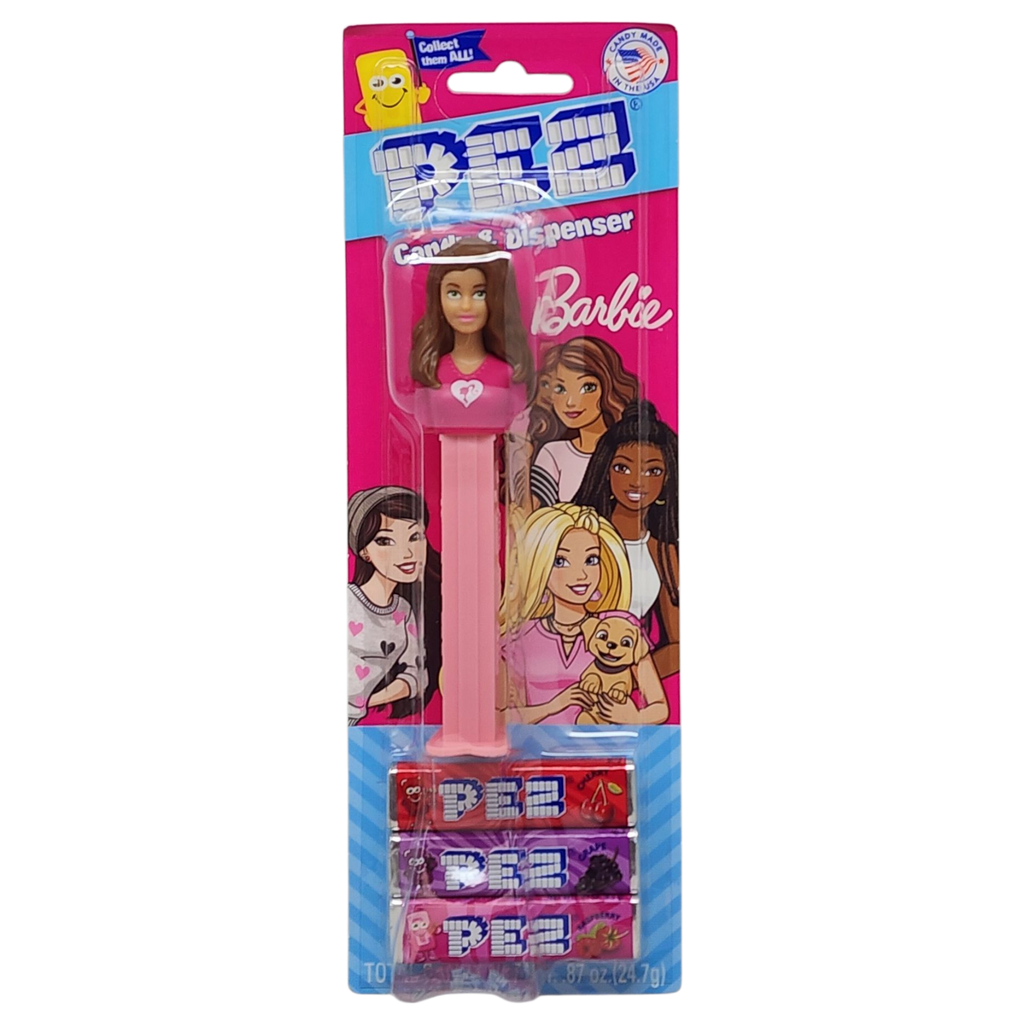 Pez Barbie Dispenser with 3 Candy rolls - Brown Hair Barbie