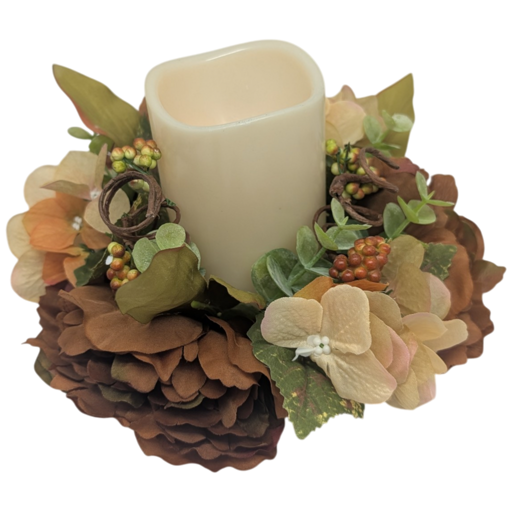 9-Inch Autumn Candle Ring with LED Pillar Candle