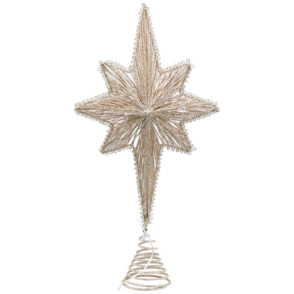 Golden Glow LED Star Tree Topper - Sixteen Inches