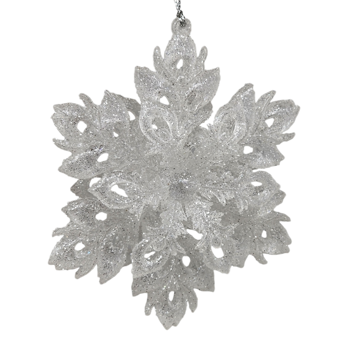 Frosted White Snowflake Ornament - 5 Inch