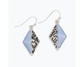 Silver Filigree Earrings with Soft Blue Inlay
