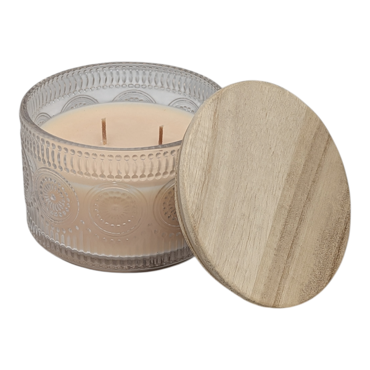 Glass Mug Candle with Wooden Lid - Baked Apple
