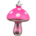 Pink Glow-In-The-Dark Glass Mushroom Ornament