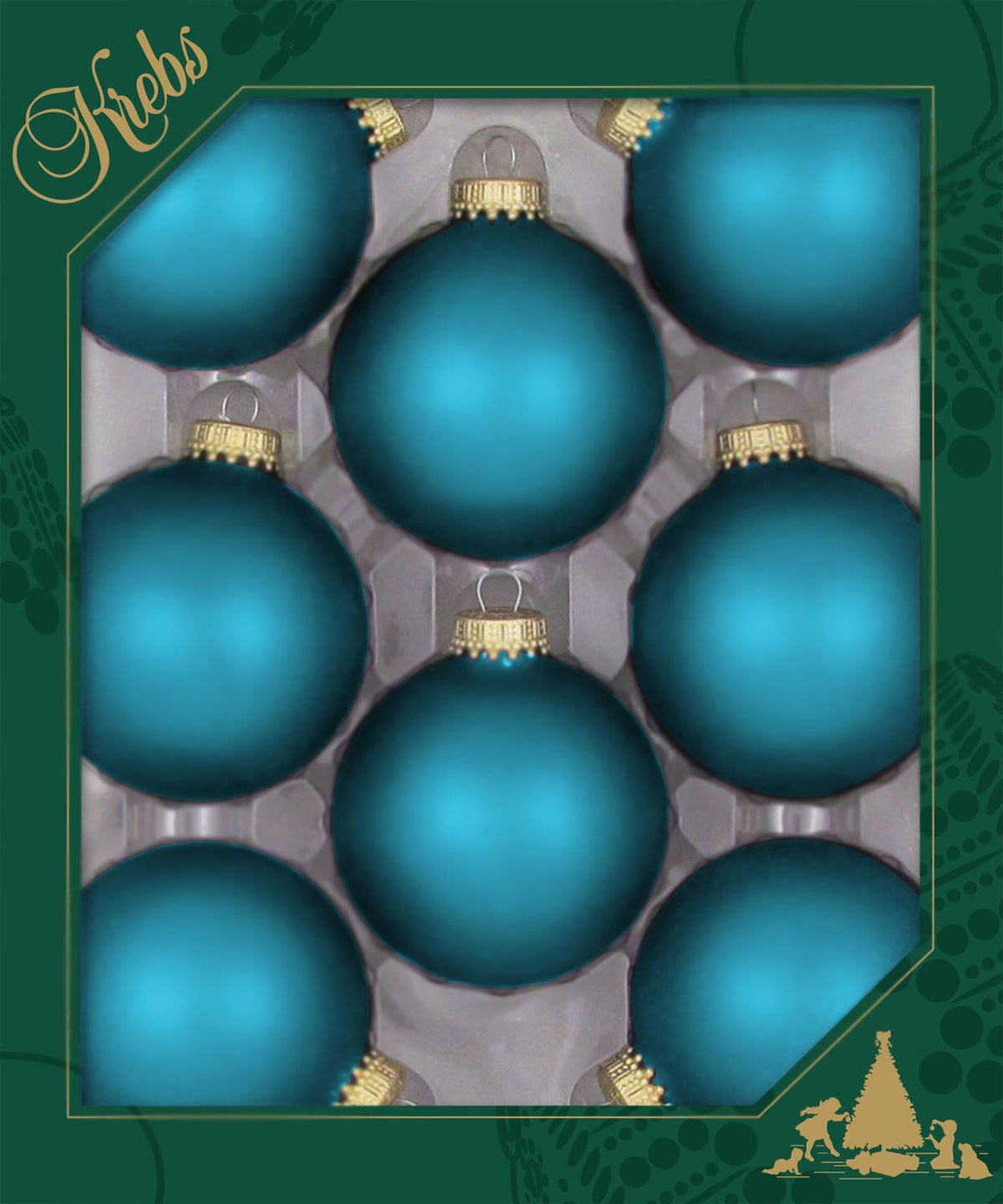 Christmas by Krebs 2-5/8" Balls - Gold Caps - Turquoise Bliss  8 Pack