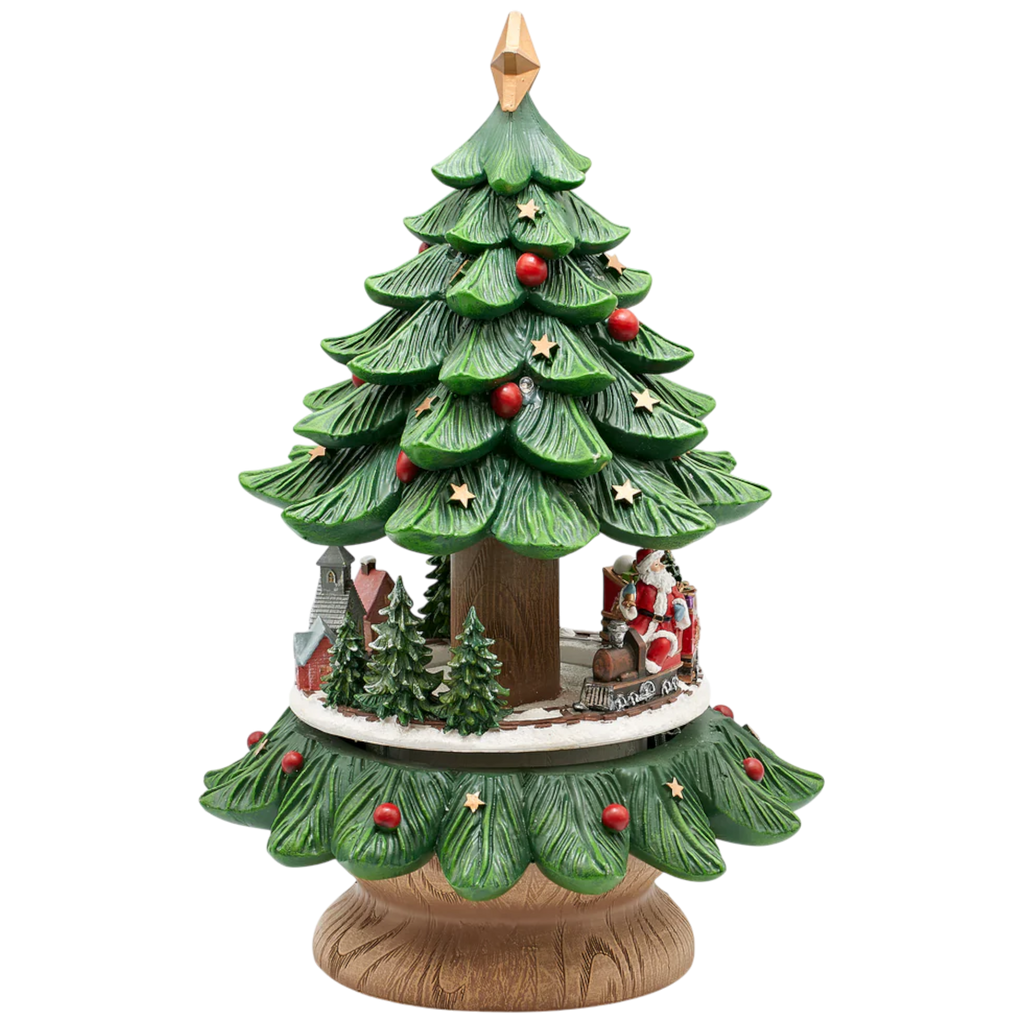 Musical Christmas Tree with Rotating Santa Train – 14 Inch