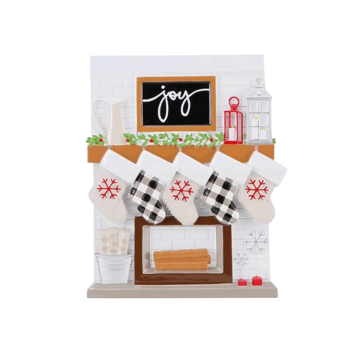 Fireplace Mantle Family of 5 Ornament