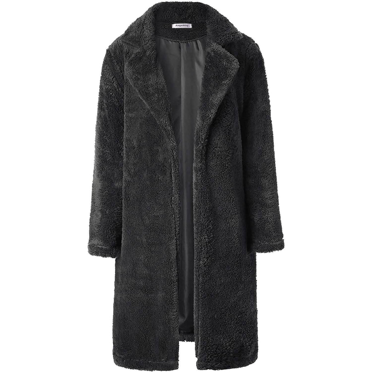 Women's Fuzzy Fleece Lapel Open Front Long Cardigan Coat